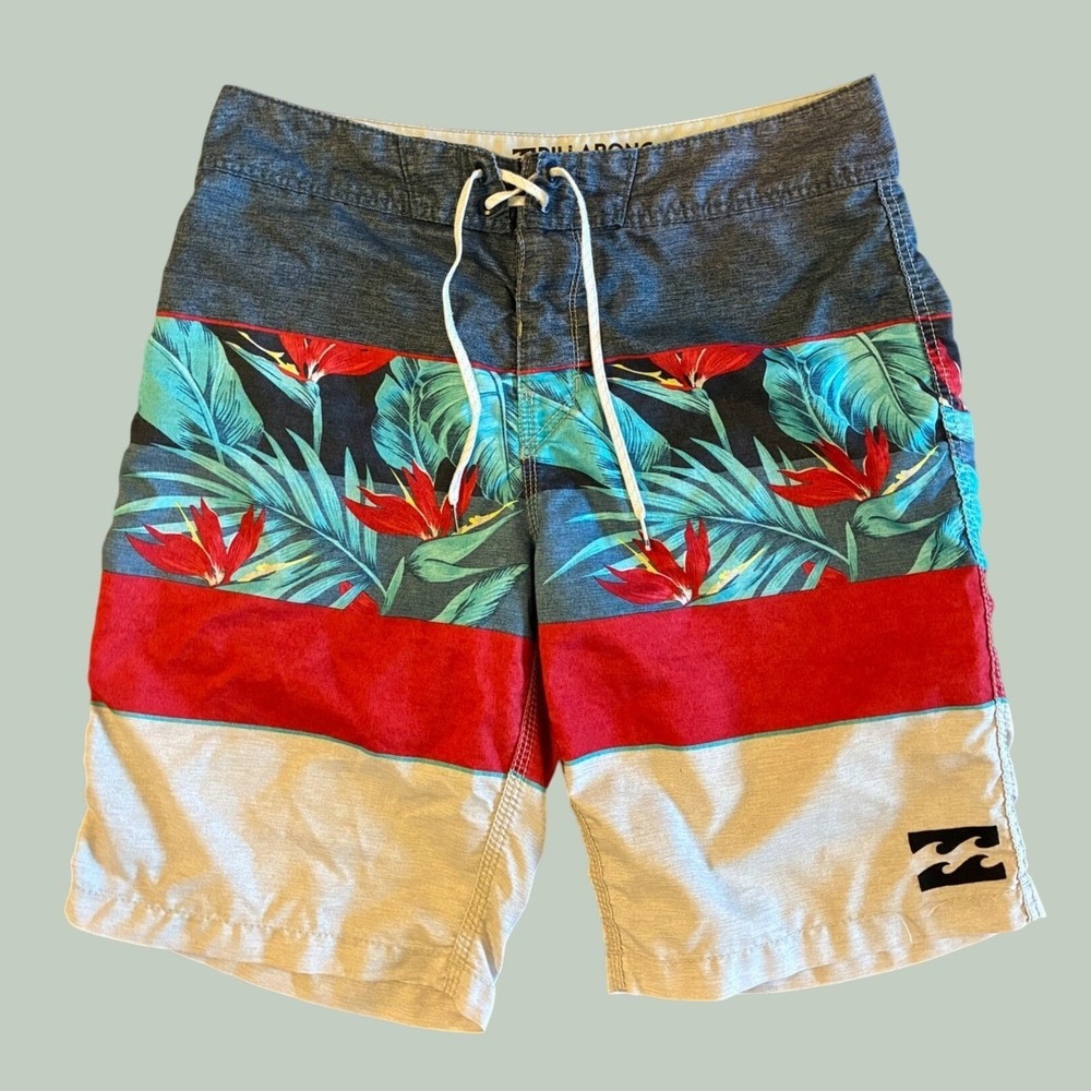 Billabong Originals All Day Board Shorts Mens 32 Floral Tropical Bird Paradise